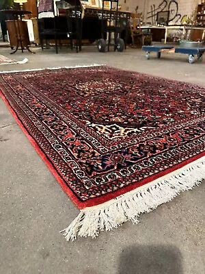 Vintage Hand Knotted Tassel Oriental Wool Rug Thick Pile Red 47 X71  • $995