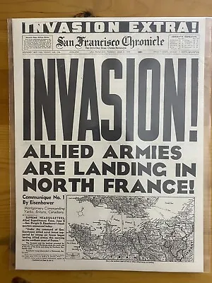 Vintage Newspaper Headline~world War 2 France Army D-day Invasion Wwii 1944 • $14.49