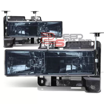 Smoke Headlights+bulbs For 92-99 Gmc/chevy Yukon/suburban/tahoe Truck Gmt400 • $67.98