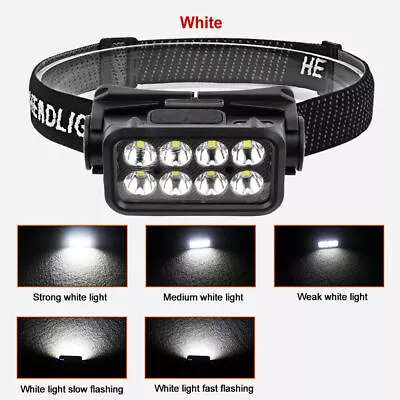 USB Rechargeable Headlight Torch Work Light Bar Head Band Lamp COB LED Headlamp • $7.99