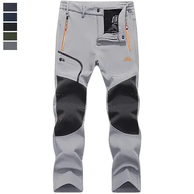 Men's Thermal Hiking Pants Softshell Waterproof Winter Outdoor Ski Snow Trousers • $39.98