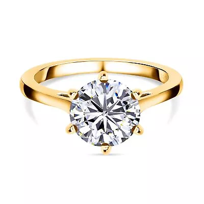 TJC 1.77ct Moissanite Solitaire Engagement Ring 9ct Gold & Silver Size R-W • £42.99