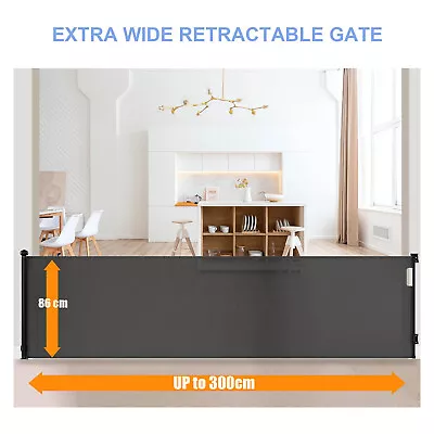 1.4/1.8/3M Retractable Baby Safety Gate Fence Pet Stair Barrier For Kids Dog Cat • $66.95