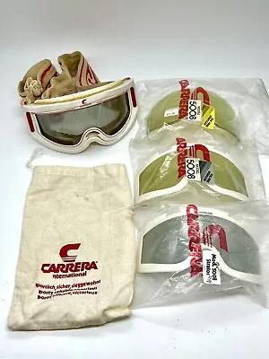 Vintage Carrera Ski Snowboard Goggles Stratos Everclear 1970s W/ Extras 5008 • $69.99