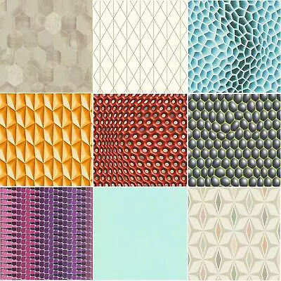 £14.99 • Buy As Creation Geometric Wallpaper Metallic Textured Geo Triangles Trellis Diamonds
