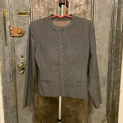 £29.35 • Buy Vintage 80s Morning Day Grey Wool Structured Victorian Cropped Riding Jacket  Bl