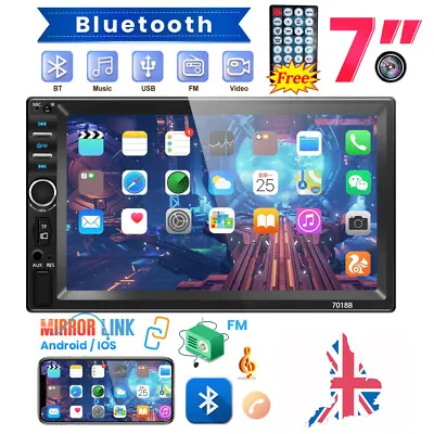 Car Radio 7  Bluetooth 2 Din FM HD Touch Screen MP5 Player USB TF Mirror Link UK • £22.97