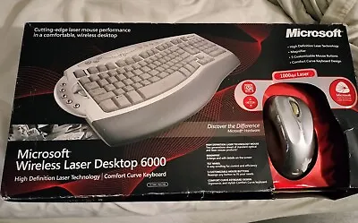 MICROSOFT WIRELESS LASER DESKTOP 6000 Keyboard & Mouse Combo Gently Used • $16.99