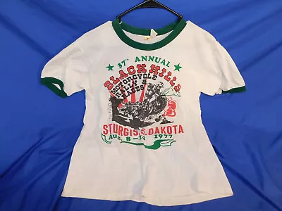 37th Annual Sturgis South Dakota Black Hills Motorcycle T Shirt - Vintage 1977 • $89.99