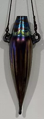 Unique Iridescent Wall Hanging Vase - Art Glass - 10.75” W/o Cord • £47.50