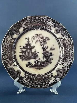 Antique Podmore Walker & Co. Mulberry/Black Transferware Plate COREAN C.1834-59 • $48.75