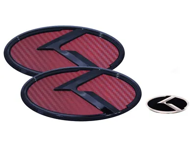 3D K Logo Emblem Red Carbon & Glossy Black 3pc (Fits: KIA 2017+ Forte Sedan K3) • $45.99