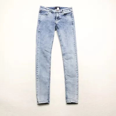 H&M Divided Women's Size 8 Blue Skinny Leg Acid Wash Cotton Blend Stretch Jeans • $12.17