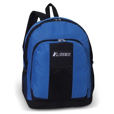 Everest Backpack BAG W/ Front & Side Pockets Canvas 600D Poly Royal Blue/BBP2072 • $15.95