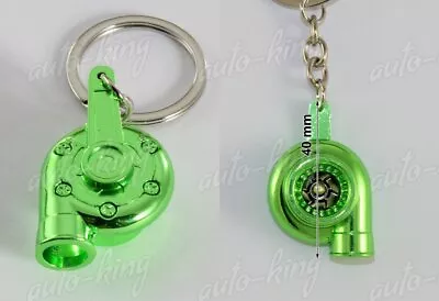 Metallic Green Turbo Charger Compressor Spinning Turbine Fan Key Chain Ring FOB • $4.24