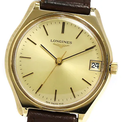 LONGINES Vintage Cal.6952 Date Gold Dial Hand Winding Men's Watch_794866 • $310.04
