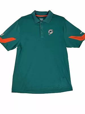 Miami Dolphins Reebok Retro Green Orange NFL Polo Sport Embroider Mens SZ Medium • $17.95