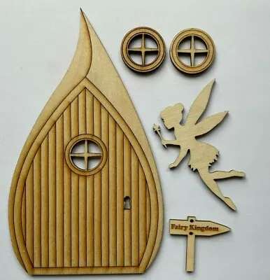 Wooden 'leaf' Fairy Door With Windows (Elf Pixie Gnome Door) • £3.99