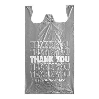 Bags JUMBO 18x 8x 32 Gray Thank You T-Shirt Plastic Grocery Shopping Bags 450EA • $29.99