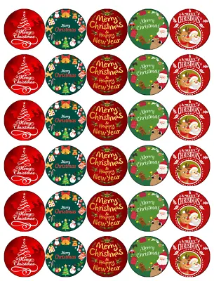 £1.89 • Buy 30 X Merry Christmas Cupcake Toppers Edible Wafer Paper Fairy Cake Toppers