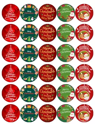 30 X Merry Christmas Cupcake Toppers Edible Wafer Paper Fairy Cake Toppers • £2.59