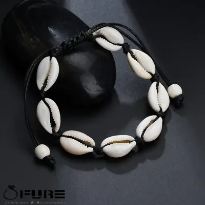 1 Pc Sea Shells Summer Boho BeachCowrie Wrist Black Rope Anklet Bracelet Anklet • £3.99