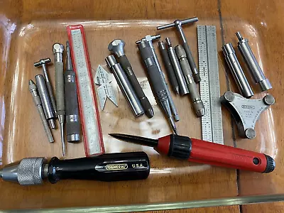 Vtg Machinist Tool Lot Starrett Noga General Lufkin Pin Vise Edge Finders Deburr • $49