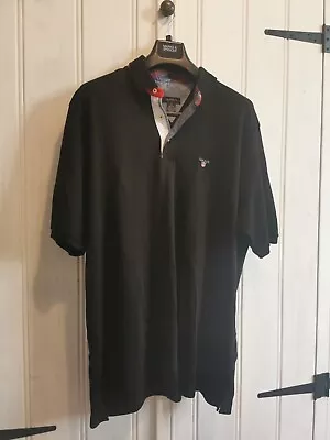 5XL GANT Classic Black Cotton Polo Shirt With Small Gant Crest On Chest • £29.99