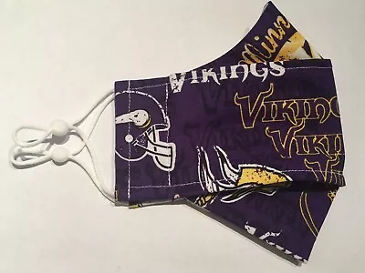 Homemade Minnesota Vikings 100% Cotton Fabric Reusable Face Mask FREE SHIPPING • $12