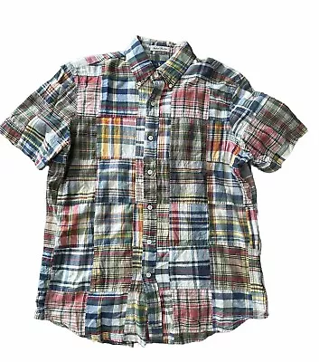 Polo Ralph Lauren Shirt Mens Medium India Madras Plaid Patchwork Vintage Preppy • $53.89