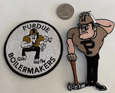 (2)-PU Purdue Boilermakers Vintage Embroidered Iron On Patches . 4”x 3”—3”x 3” • $9.99