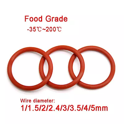 Red Food Grade Silicone O-Ring O Rings 12mm - 50mm OD 1mm - 5mm Wire Diameter • $2.52