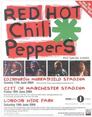 Framed Advert/picture 11x9 Red Hot Chili Peppers : Edinburgh Manchester London • £22.99