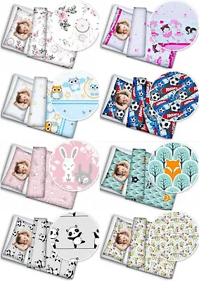Baby 4pc Bedding Set With Pillow And Duvet Nursery 120x90 To Fit Cot 100% Cotton • £4.39