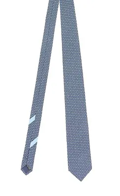 Salvatore Ferragamo Men's Gancini Print Marine Blue Silk Tie • $299.08