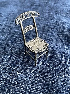 Antique Silver Filigree Miniature Chair • £35
