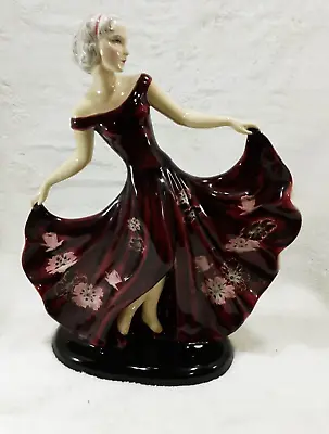 $950 • Buy Goldscheider Signed Vienna Claire Herczeg Dancing Lady Red Dress Figurine