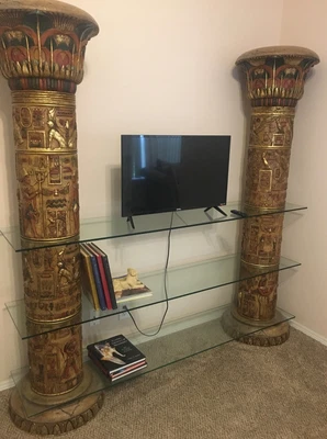 $1733.34 • Buy Design Toscano Egyptian Columns Of Luxor Shelves Entertainment Center See Pics