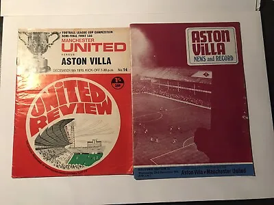 2  Aston Villa V Man Utd 1970/71 League Cup Semi Final Programmes • £2
