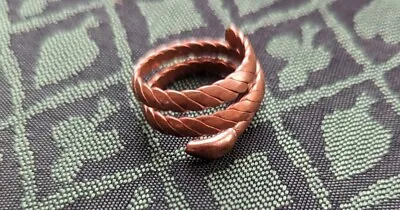 Twisted Snake Ring Copper Handmade Jewelry - Adjustable Solid Braided USA • $12.99