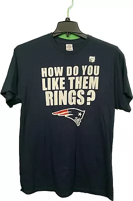 NFL  New England Patriots Super Bowl Rings Men’s Large T-Shirt Navy 022 • $10.99