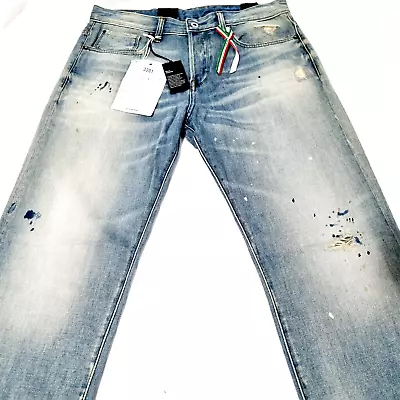 G-Star Mens Jeans Size 32 L32 Splatter Paint Blue Denim Relaxed Regular Fit Zip • $119.07