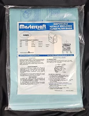 Mastercraft 4465 Wet / Dry Vacuum Bags 5 Pack Genuine Mastercraft FREE SHIPPING! • $26.77