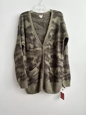 New MOSSIMO Supply CO L CAMOUFLAGE Camo Boyfriend CARDIGAN Olive V Neck Target • $25.99