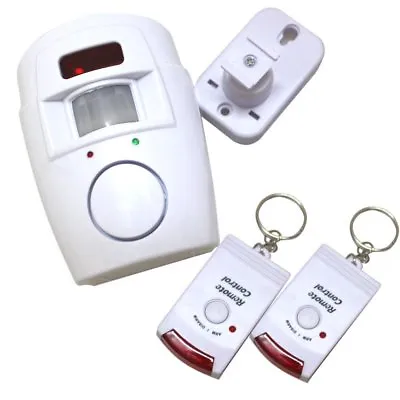 Wireless PIR Motion Sensor Alarm With 2 Remote Home Garage Controls Shed Caravan • £7.85