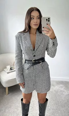 $39 • Buy SALE!! ZARA NWT WOMAN HOUNDSTOOTH BLAZER DRESS Black / White 8342/334 Size S