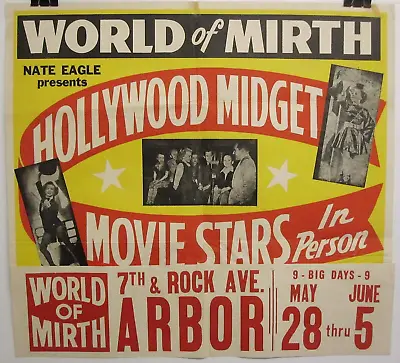 $269.97 • Buy Vintage 1940s MIDGET MOVIE STARS 28x26 CIRCUS FREAK SIDESHOW Poster FREE SHIP