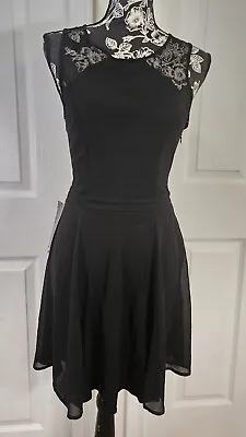 Bebe Black Fit And Flare Mesh Dress S • $32