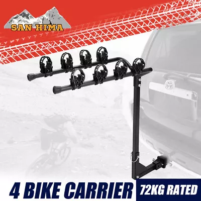 SAN HIMA 4 Bicycles Carrier Bike Rack For 2  Car Rear Towbar Hitch Mount 160LBS • $79.95