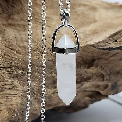 Crystal Quartz Necklace Gemstone Pendant Master Healer Reiki Point Chakra Stone • £3.75